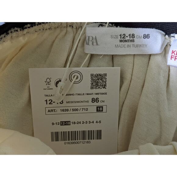 NWT Zara Flocked Polkadot Skirt Sz12/18m Ecru Black Tutu Shirt - Picture 4 of 4